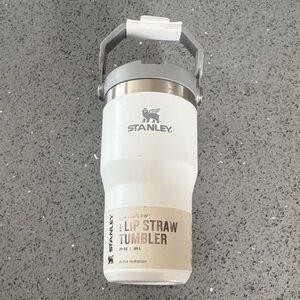Stanley White Flip Straw Tumbler with Gray Handle